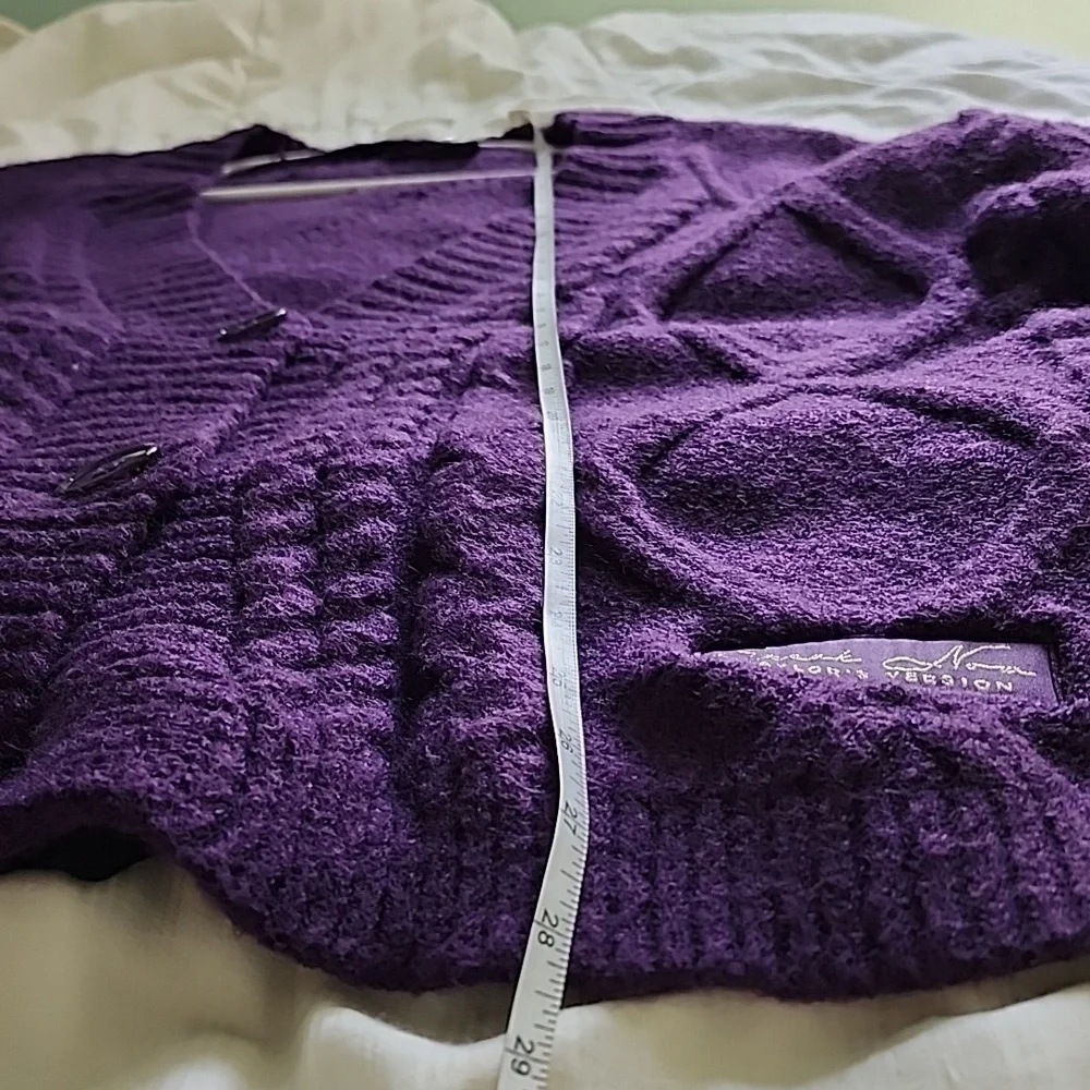 Taylor Swift Speak Now Cardigan Sweater M/L Purple Cable Knit Star Soft - Picture 8 of 9